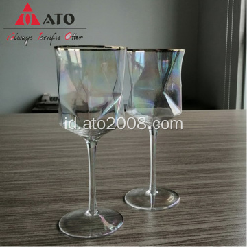 ATO Clear Wine Glass Set dengan Electroplate Galss